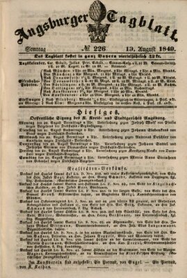 Augsburger Tagblatt Sonntag 19. August 1849