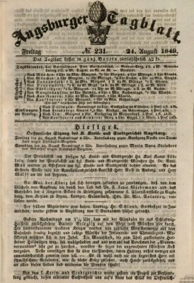 Augsburger Tagblatt Freitag 24. August 1849