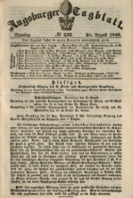 Augsburger Tagblatt Samstag 25. August 1849