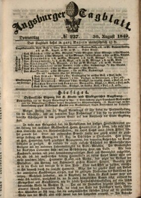 Augsburger Tagblatt Donnerstag 30. August 1849