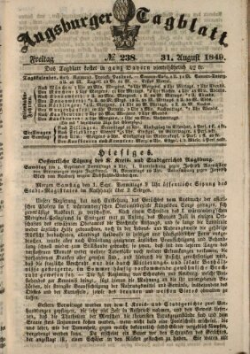 Augsburger Tagblatt Freitag 31. August 1849