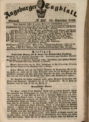 Augsburger Tagblatt Mittwoch 19. September 1849