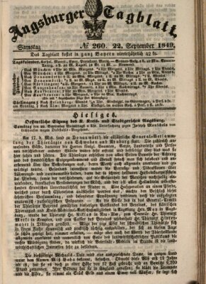 Augsburger Tagblatt Samstag 22. September 1849