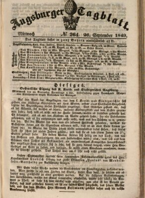 Augsburger Tagblatt Mittwoch 26. September 1849