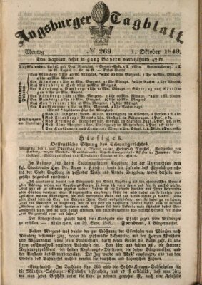 Augsburger Tagblatt Montag 1. Oktober 1849