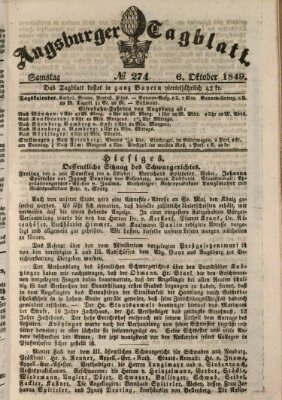 Augsburger Tagblatt Samstag 6. Oktober 1849