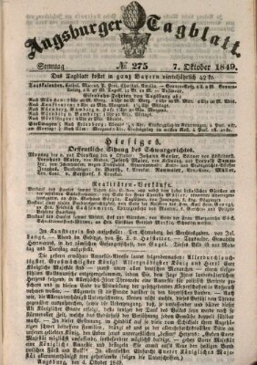 Augsburger Tagblatt Sonntag 7. Oktober 1849