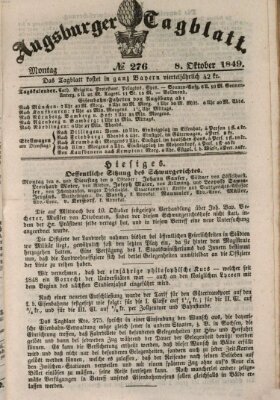 Augsburger Tagblatt Montag 8. Oktober 1849