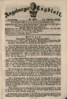 Augsburger Tagblatt Donnerstag 11. Oktober 1849