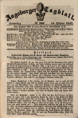 Augsburger Tagblatt Donnerstag 18. Oktober 1849