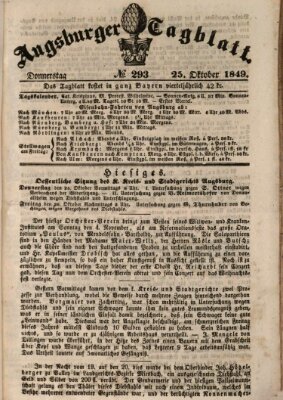 Augsburger Tagblatt Donnerstag 25. Oktober 1849