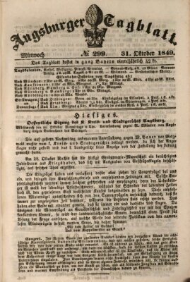 Augsburger Tagblatt Mittwoch 31. Oktober 1849