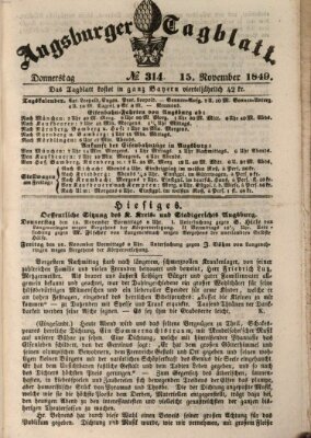 Augsburger Tagblatt Donnerstag 15. November 1849