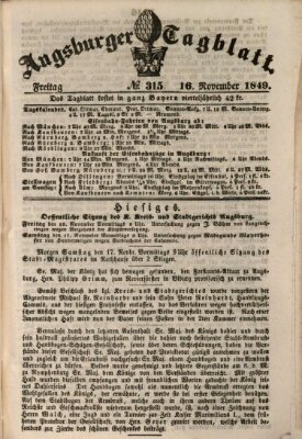 Augsburger Tagblatt Freitag 16. November 1849