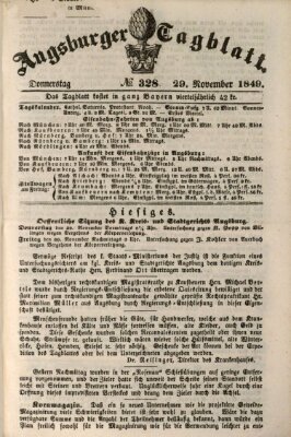 Augsburger Tagblatt Donnerstag 29. November 1849