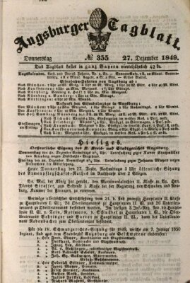 Augsburger Tagblatt Donnerstag 27. Dezember 1849