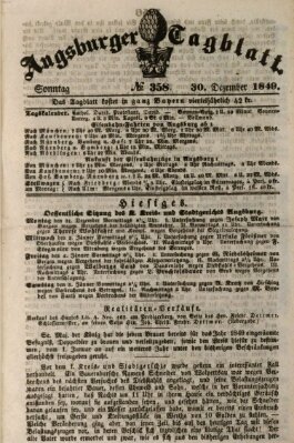 Augsburger Tagblatt Sonntag 30. Dezember 1849