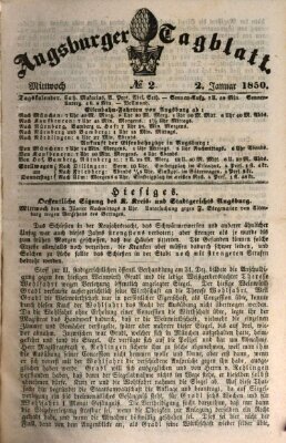 Augsburger Tagblatt Mittwoch 2. Januar 1850