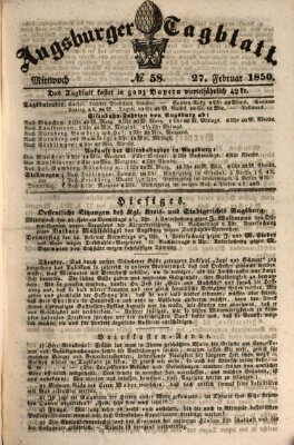 Augsburger Tagblatt Mittwoch 27. Februar 1850