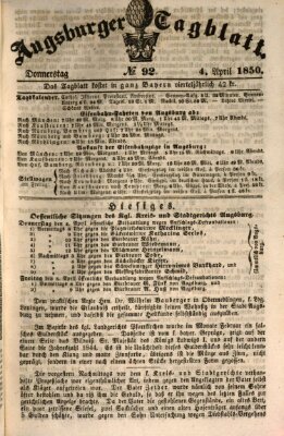 Augsburger Tagblatt Donnerstag 4. April 1850