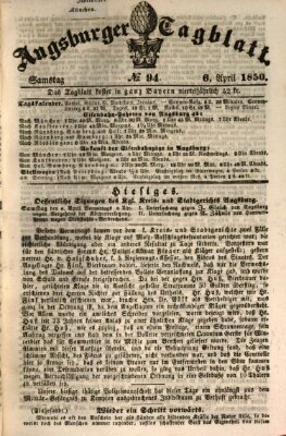 Augsburger Tagblatt Samstag 6. April 1850