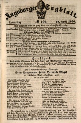 Augsburger Tagblatt Donnerstag 18. April 1850