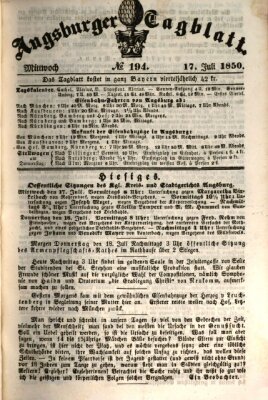 Augsburger Tagblatt Mittwoch 17. Juli 1850