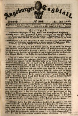Augsburger Tagblatt Mittwoch 31. Juli 1850