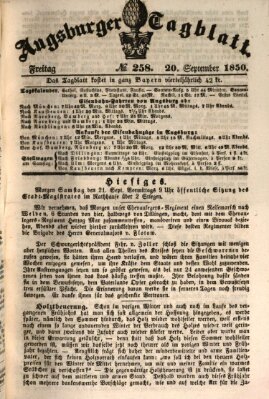 Augsburger Tagblatt Freitag 20. September 1850