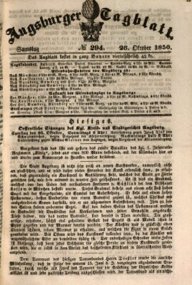 Augsburger Tagblatt Samstag 26. Oktober 1850