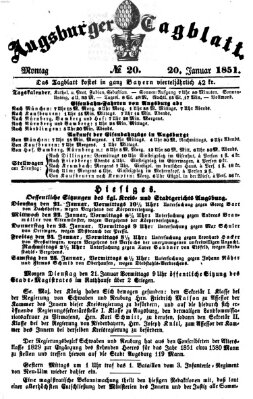 Augsburger Tagblatt Montag 20. Januar 1851