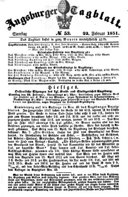 Augsburger Tagblatt Samstag 22. Februar 1851