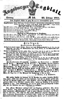 Augsburger Tagblatt Sonntag 23. Februar 1851