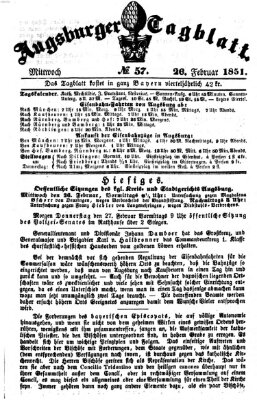 Augsburger Tagblatt Mittwoch 26. Februar 1851