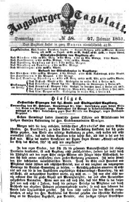 Augsburger Tagblatt Donnerstag 27. Februar 1851