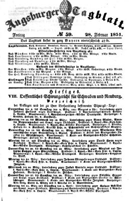 Augsburger Tagblatt Freitag 28. Februar 1851