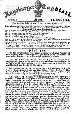 Augsburger Tagblatt Mittwoch 19. März 1851