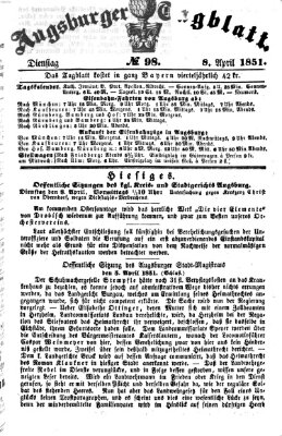 Augsburger Tagblatt Dienstag 8. April 1851