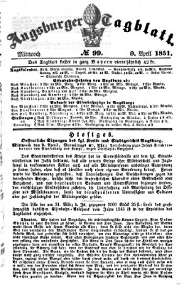 Augsburger Tagblatt Mittwoch 9. April 1851