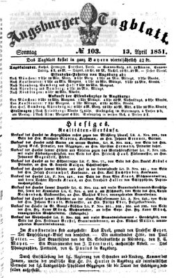 Augsburger Tagblatt Sonntag 13. April 1851