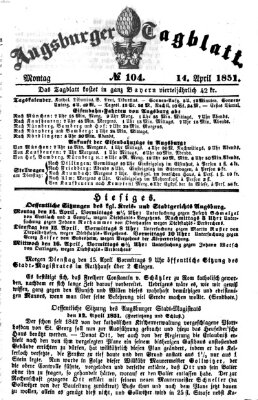 Augsburger Tagblatt Montag 14. April 1851