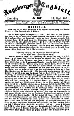 Augsburger Tagblatt Donnerstag 17. April 1851