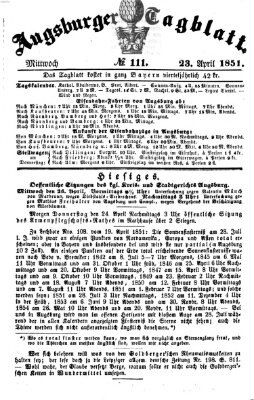 Augsburger Tagblatt Mittwoch 23. April 1851