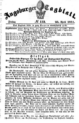 Augsburger Tagblatt Freitag 25. April 1851