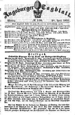 Augsburger Tagblatt Montag 28. April 1851