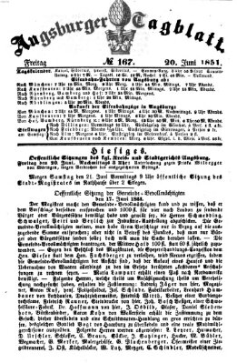 Augsburger Tagblatt Freitag 20. Juni 1851