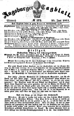 Augsburger Tagblatt Mittwoch 25. Juni 1851