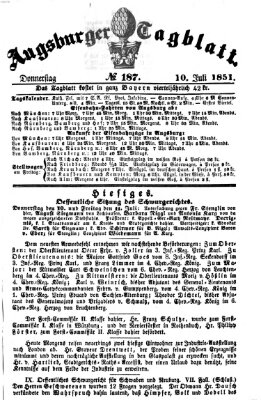 Augsburger Tagblatt Donnerstag 10. Juli 1851