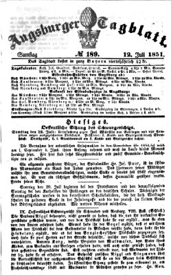Augsburger Tagblatt Samstag 12. Juli 1851