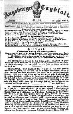Augsburger Tagblatt Dienstag 15. Juli 1851